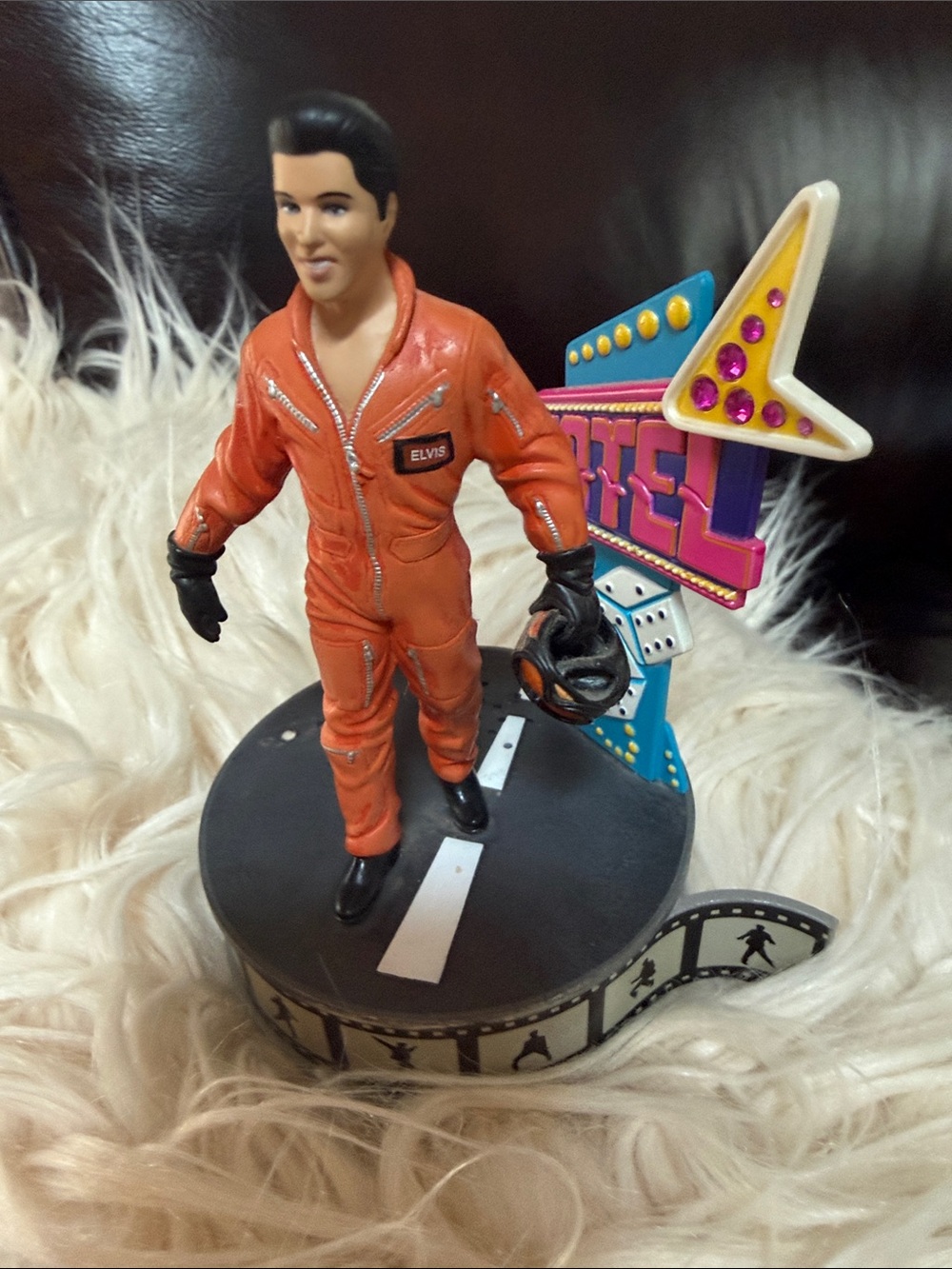 Singing Elvis  Figurine in Orange Jumpsuit